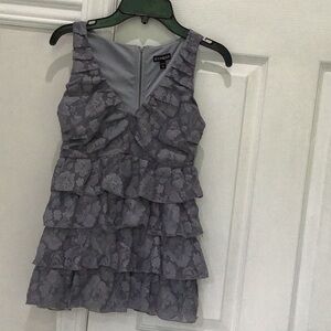 Grey lace ruffled top
